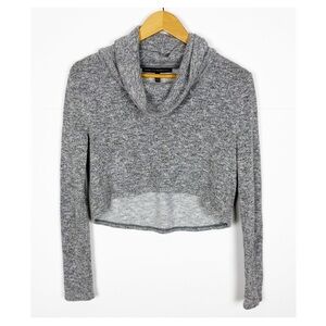 White House Black Market Silver Metallic Cowl Neck Cropped Sweater Size XS